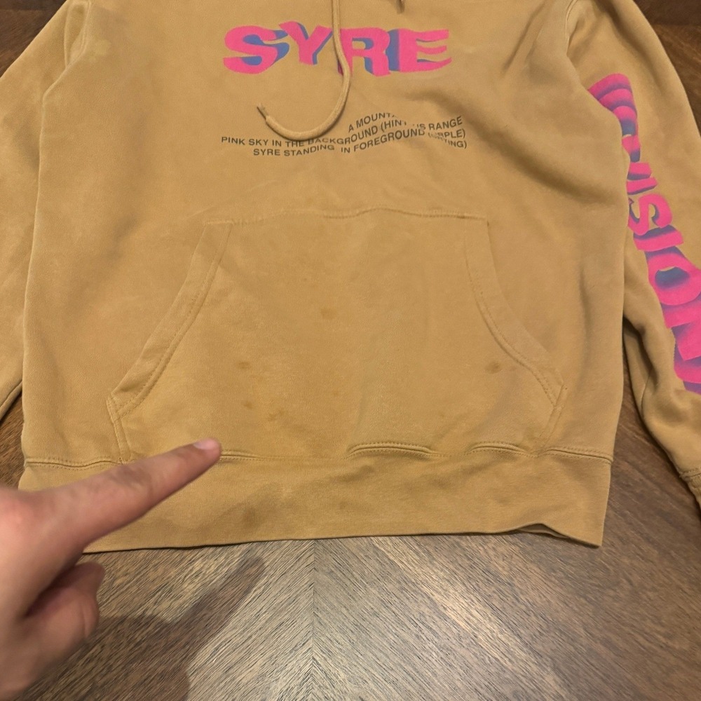 MSFTSrep SYRE A Beautiful Confusion Jaden Smith Hoodie Tan Yellow Mens Medium |N - Picture 3 of 8